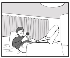 りくは自室のベッドに横になってスマートフォンを見ている。